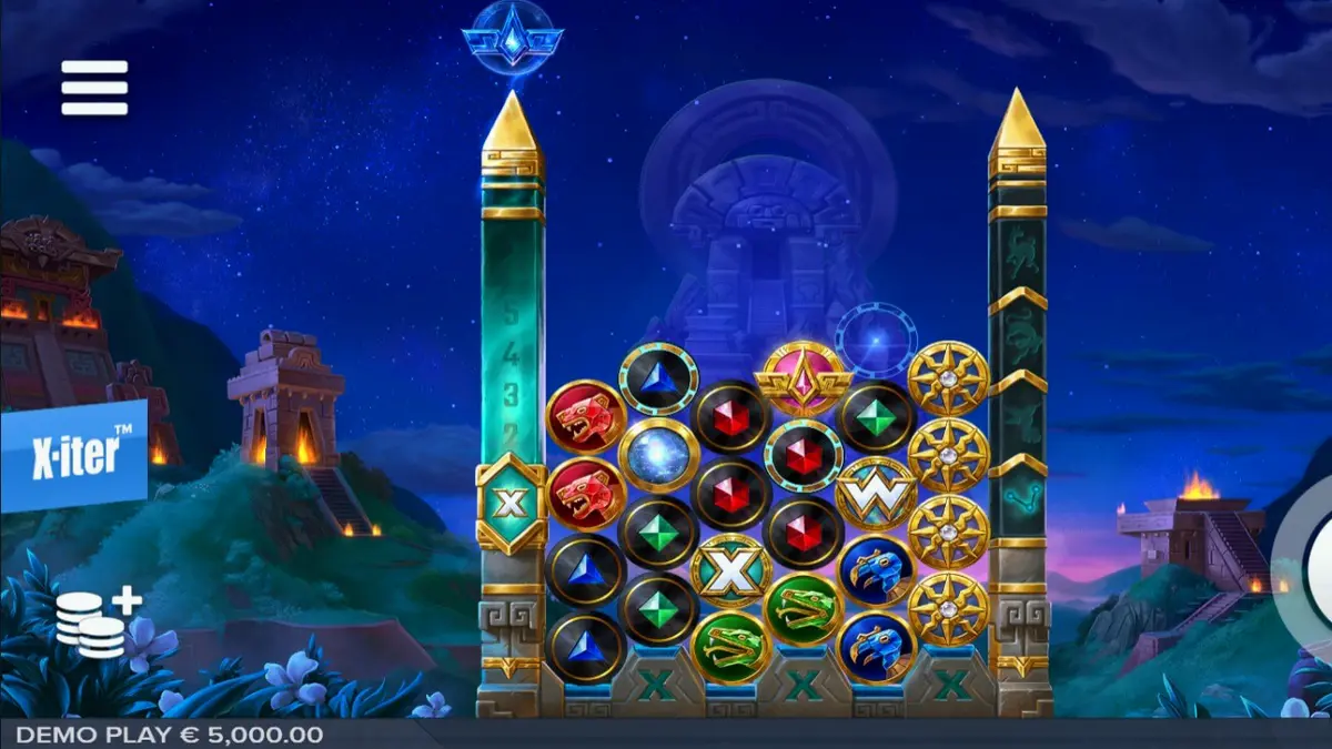Pemandangan visual slot Cygnus 6 dengan tema kosmik dan reruntuhan Inca